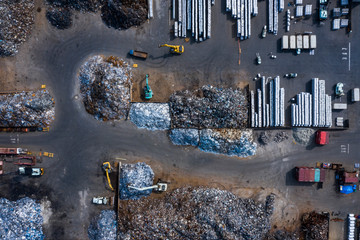 Aerial view of metal recycle yard