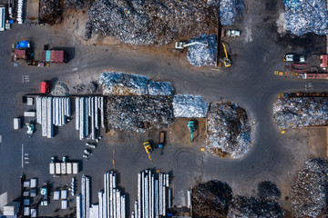 Aerial view of metal recycle yard
