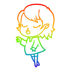 rainbow gradient line drawing cute cartoon vampire girl