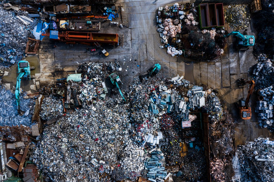 Aerial view of metal recycle yard