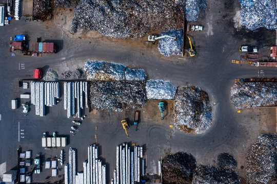 Aerial view of metal recycle yard