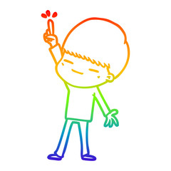 rainbow gradient line drawing cartoon smug boy