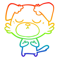 rainbow gradient line drawing cute cartoon dog