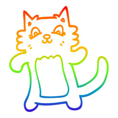 Obraz premium rainbow gradient line drawing cartoon happy cat