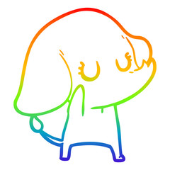 rainbow gradient line drawing cute cartoon elephant