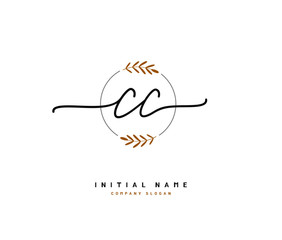 C CC Beauty vector initial logo, handwriting logo of initial signature, wedding, fashion, jewerly, boutique, floral and botanical with creative template for any company or business.
