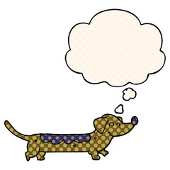 cartoon dog and thought bubble in comic book style