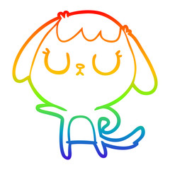 rainbow gradient line drawing cute cartoon dog