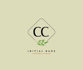 C CC Beauty vector initial logo, handwriting logo of initial signature, wedding, fashion, jewerly, boutique, floral and botanical with creative template for any company or business.