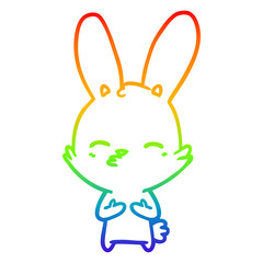 rainbow gradient line drawing curious bunny cartoon