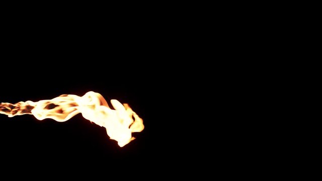 Slow motion flamethrower on black background
