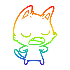 rainbow gradient line drawing talking cat cartoon