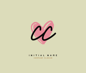 C CC Beauty vector initial logo, handwriting logo of initial signature, wedding, fashion, jewerly, boutique, floral and botanical with creative template for any company or business.