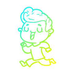cold gradient line drawing happy cartoon man