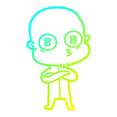 cold gradient line drawing cartoon weird bald spaceman