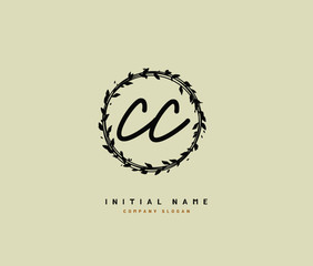 C CC Beauty vector initial logo, handwriting logo of initial signature, wedding, fashion, jewerly, boutique, floral and botanical with creative template for any company or business.