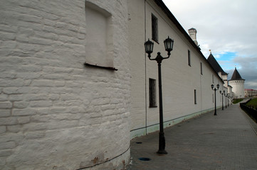 Tobolsk Russia, view along the exterior of the Kremlin wall and pedestrian walkway