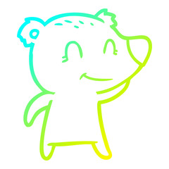 Fototapeta premium cold gradient line drawing smiling bear cartoon
