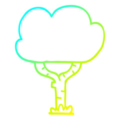 cold gradient line drawing cartoon tree
