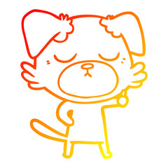 warm gradient line drawing cute cartoon dog