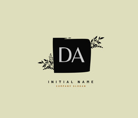D A DA Beauty vector initial logo, handwriting logo of initial signature, wedding, fashion, jewerly, boutique, floral and botanical with creative template for any company or business.