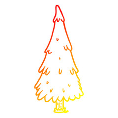warm gradient line drawing christmas tree