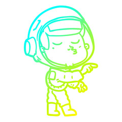 cold gradient line drawing cartoon confident astronaut