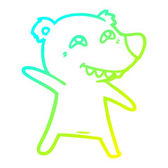cold gradient line drawing cartoon bear dancing
