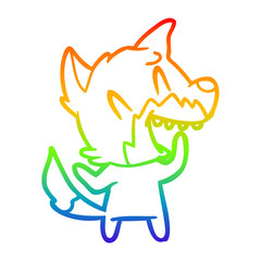 rainbow gradient line drawing laughing fox cartoon
