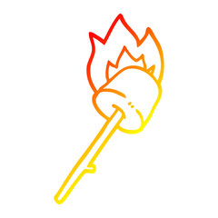 warm gradient line drawing cartoon marshmallow on stick