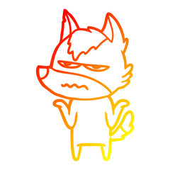 warm gradient line drawing cartoon annoyed wolf