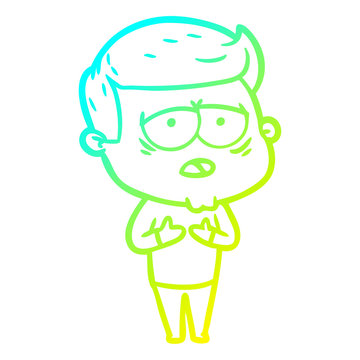 recommend clip art: cold gradient line drawing cartoon tired man