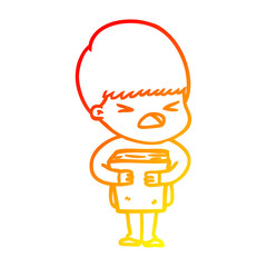 warm gradient line drawing cartoon stressed man