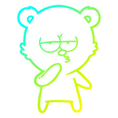 cold gradient line drawing bored polar bear cartoon