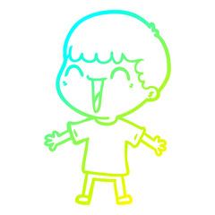 cold gradient line drawing cartoon happy man
