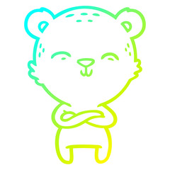 cold gradient line drawing happy confident cartoon bear