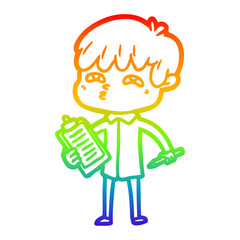 rainbow gradient line drawing cartoon curious man