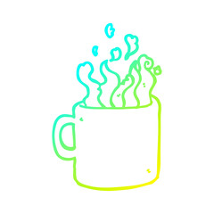 cold gradient line drawing cartoon hot cup of coffee