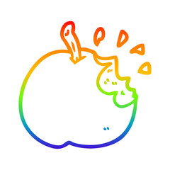 rainbow gradient line drawing fresh bitten apple