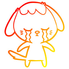 warm gradient line drawing cartoon crying dog