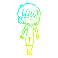 cold gradient line drawing cartoon woman