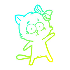 cold gradient line drawing cartoon cat