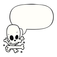 Obraz na płótnie Canvas cartoon skull and bones and speech bubble