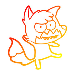 warm gradient line drawing cartoon grinning fox