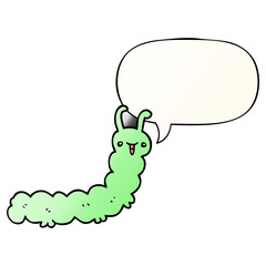 cartoon caterpillar and speech bubble in smooth gradient style