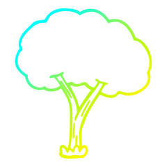 cold gradient line drawing cartoon blooming tree