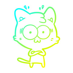 cold gradient line drawing cartoon surprised cat