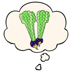 cartoon beetroot and thought bubble in comic book style