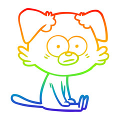 rainbow gradient line drawing nervous dog cartoon
