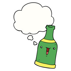 cartoon beer bottle and thought bubble